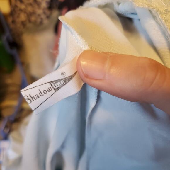 Vintage 80s Kawaii Cute Pastel Blue Lace Nightgown and Robe Set Size Medium - Picture 8 of 11